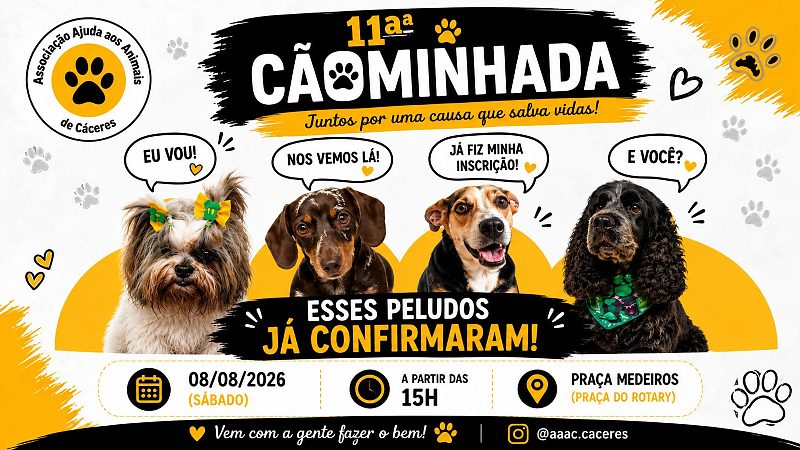 11ª Cãominhada reúne pets e tutores neste sábado em Cáceres