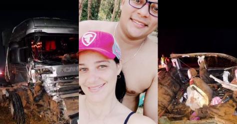 Acidente entre caminhonete e carreta mata casal e bebê em MT