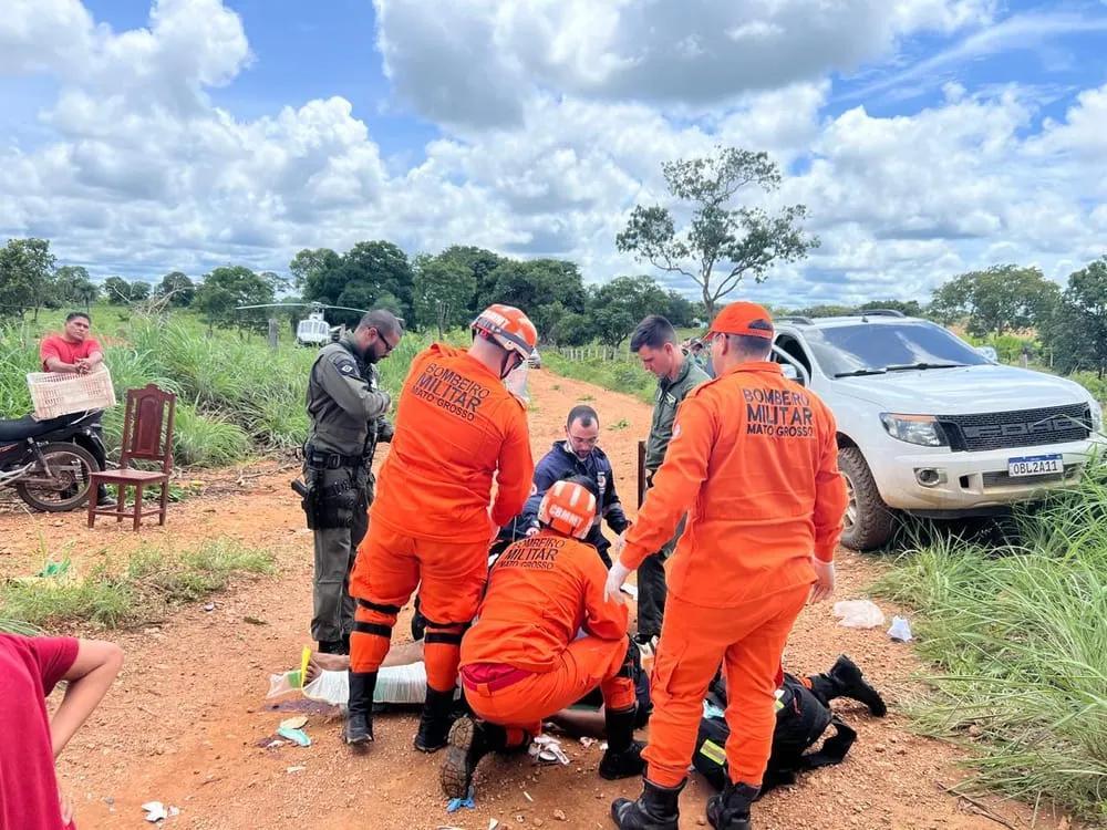 Acidente entre motos mobiliza resgate aéreo em Chapada dos Guimarães
