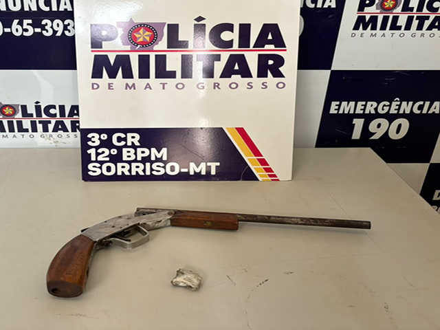 Arma e maconha são apreendidas com suspeito em Sorriso