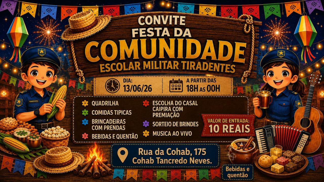 Arraiá da Escola Militar Tiradentes terá atrações para toda família