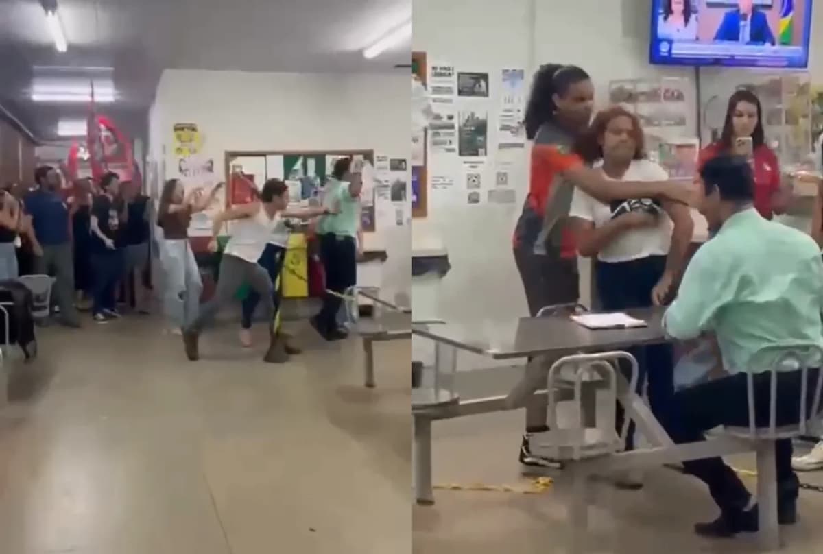 Ato em universidade de Rondonópolis tem bate-boca e empurrão