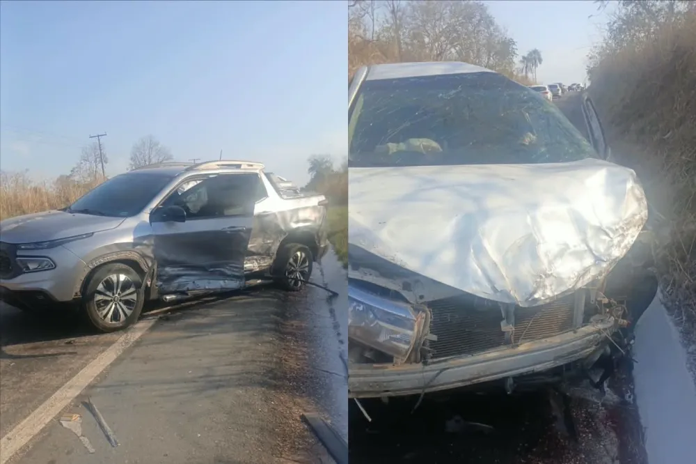 Batida entre carros trava trânsito na MT-251 em Chapada dos Guimarães