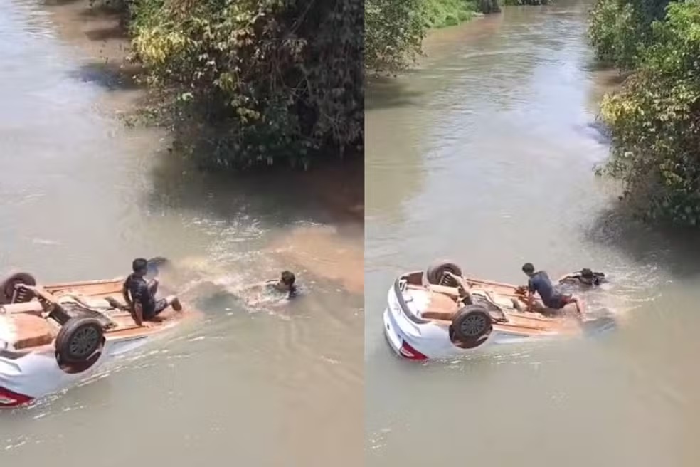 Bebê de 1 ano é entubado após carro cair de ponte em Sorriso