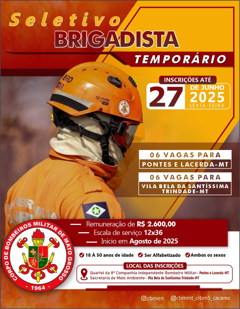 Bombeiros abrem vagas para brigadistas temporários em Pontes e Lacerda