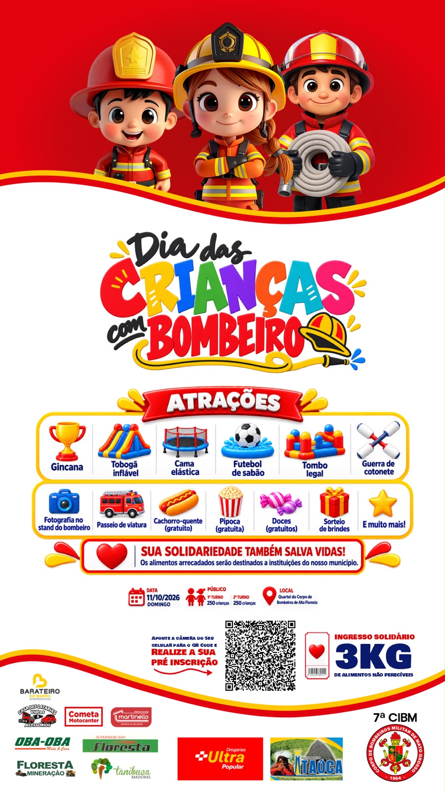Bombeiros preparam Dia das Crianças com lazer em Alta Floresta