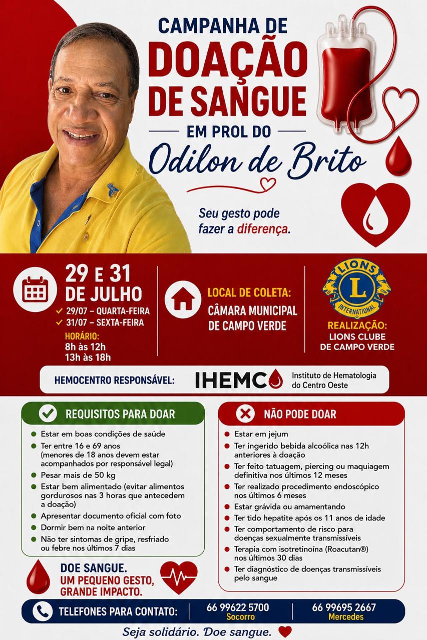 Campanha de doação de sangue mobiliza moradores em Campo Verde