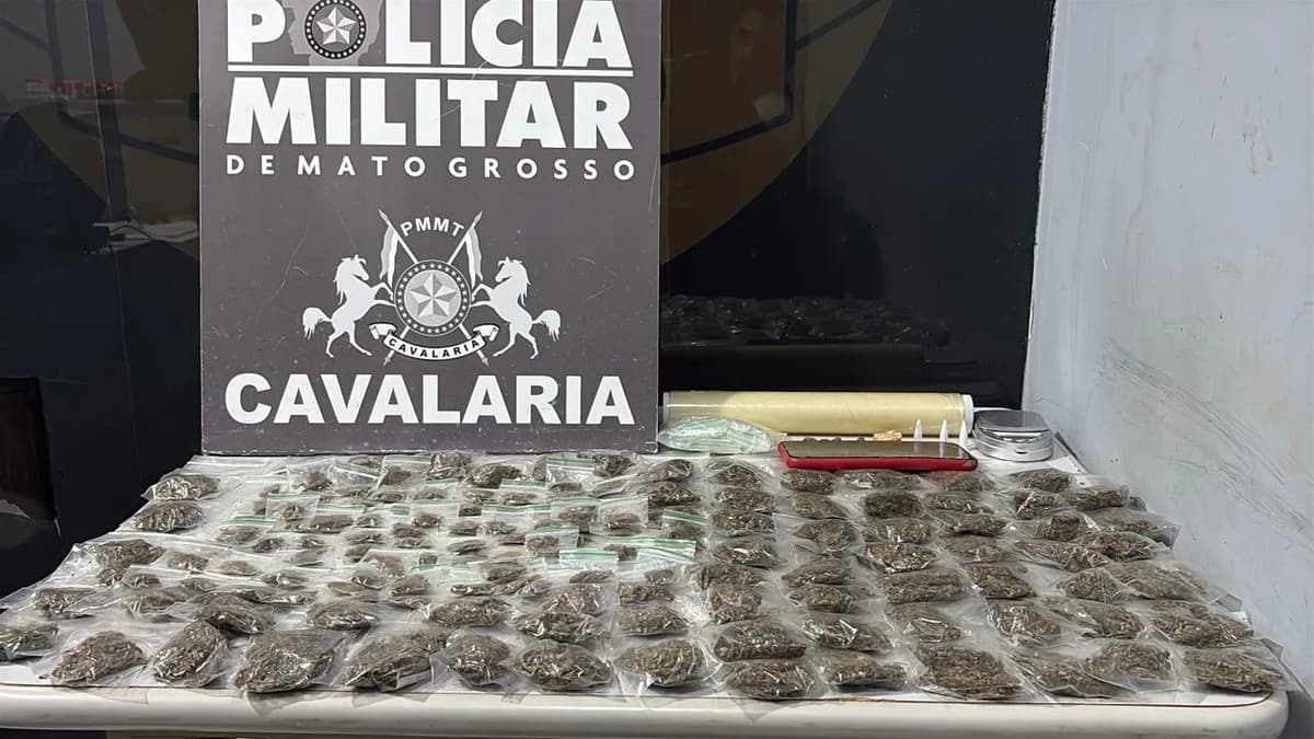 Casal suspeito de tráfico é preso pela Cavalaria em Nova Mutum