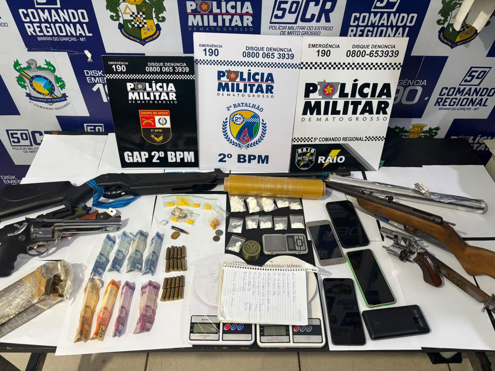 Dupla ligada a facção é presa com armas e drogas em MT