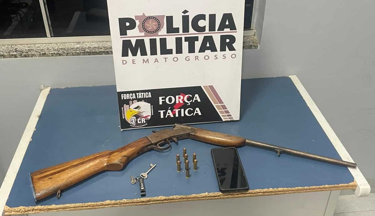 Espingarda sem numeração e munições são apreendidas em Sinop
