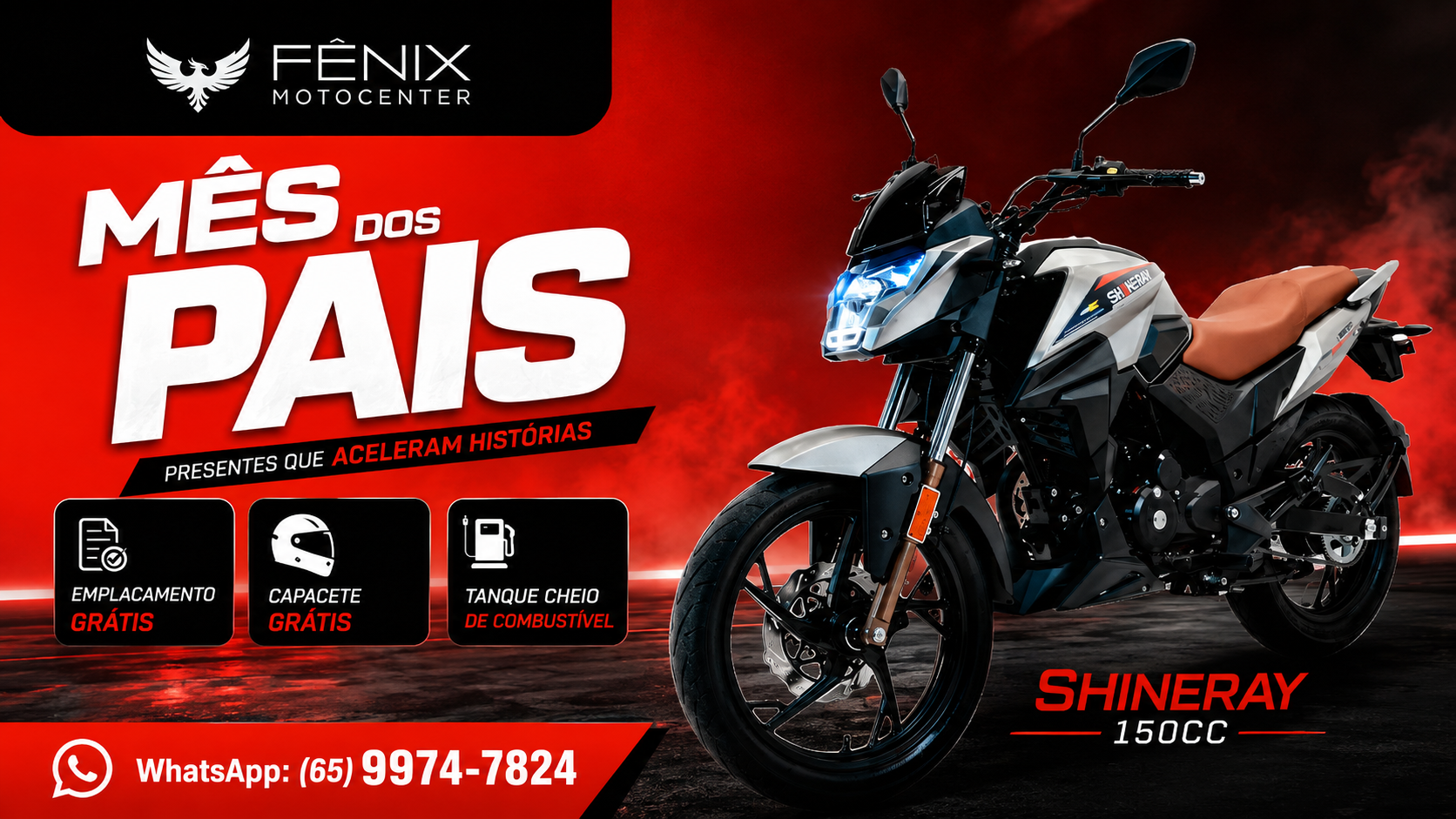 Fênix Motocenter mantém promoção de motos Shineray em Lucas do Rio Verde