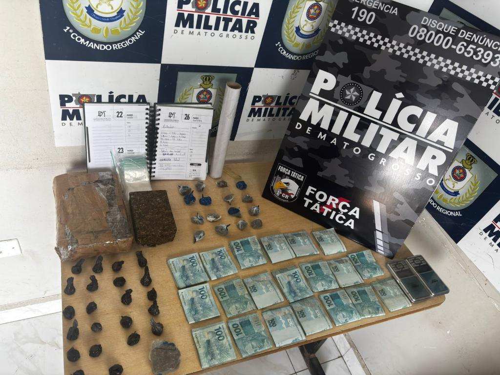 Força Tática prende suspeito com drogas e R$ 20 mil em Cuiabá