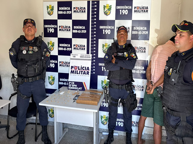 Homem é preso com 5 kg de drogas após ameaçar câmeras em Sorriso