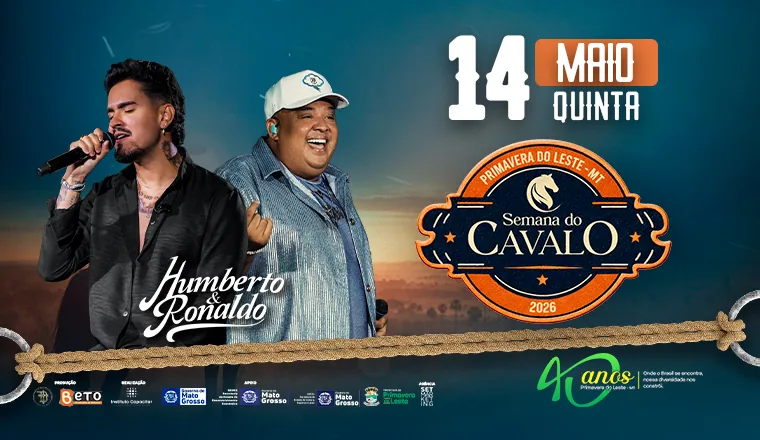 Humberto & Ronaldo agitam a Semana do Cavalo nesta quinta (14) em Primavera do Leste; veja a programação completa
