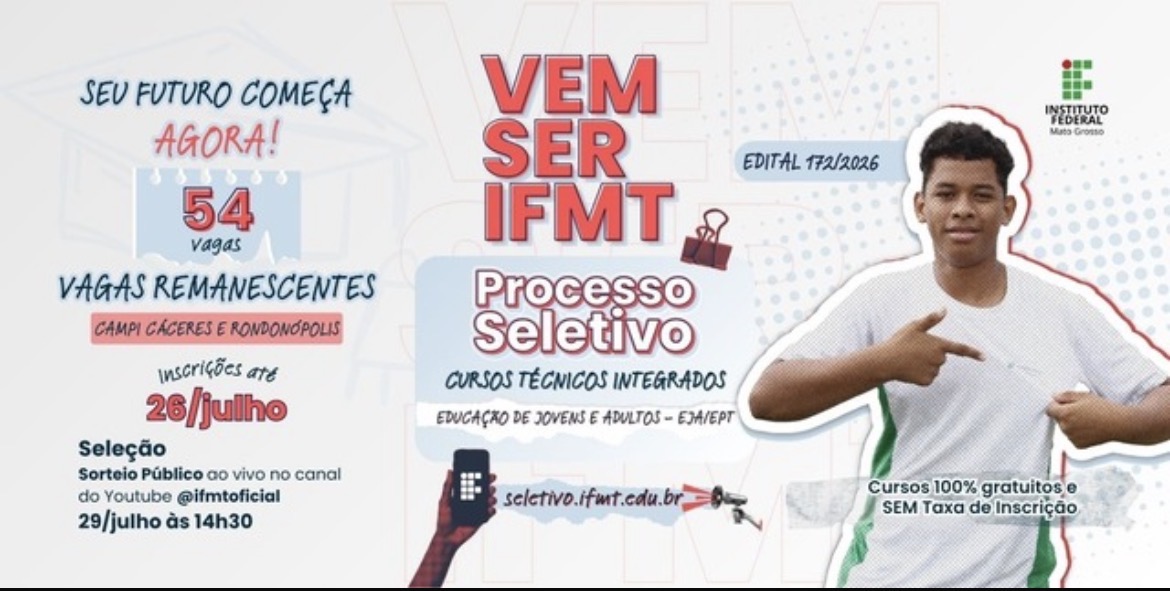 IFMT abre 54 vagas em cursos técnicos na EJA em MT