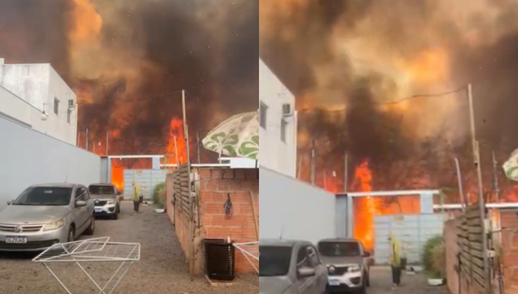 Incêndio de grande proporção em área de vegetação assusta moradores em Sorriso, MT