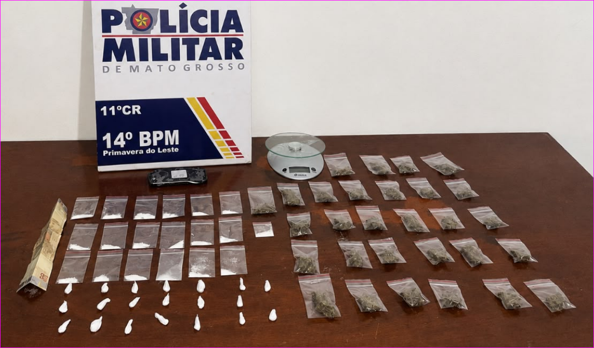 Jovem é preso por tráfico de drogas em Primavera do Leste