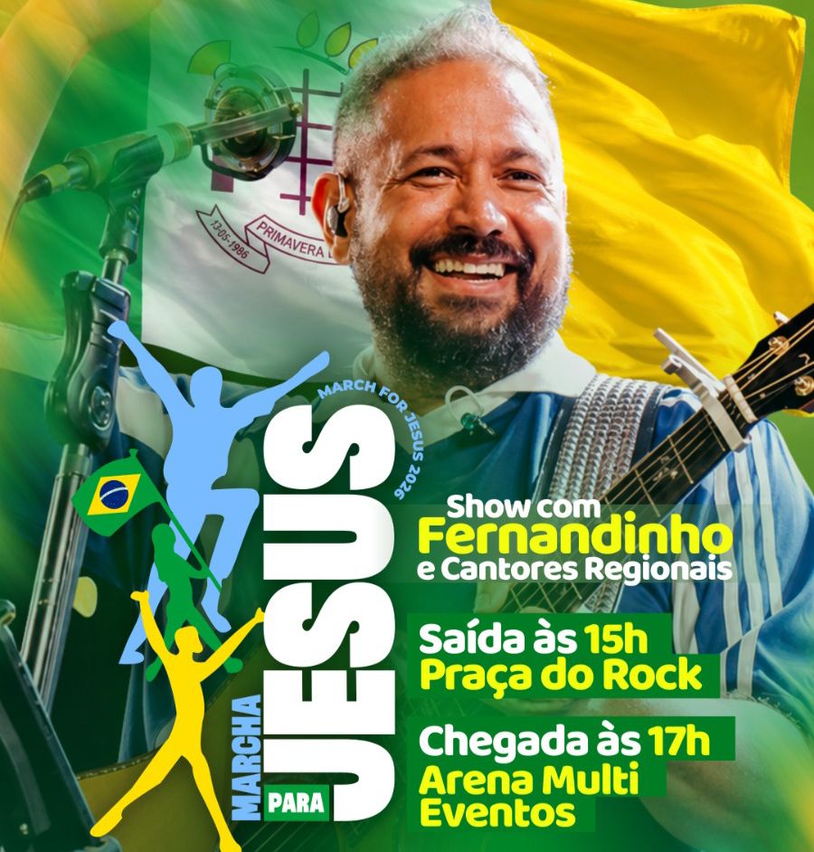 Marcha para Jesus 2026 terá show de Fernandinho em Primavera