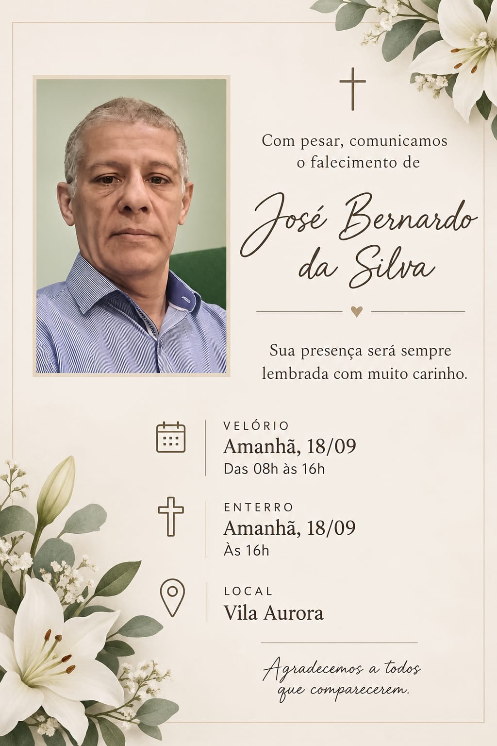 Morre em Rondonópolis o professor José Bernardo da Silva
