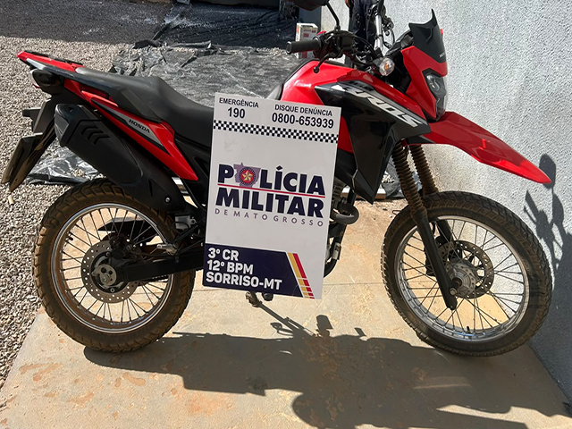 Moto furtada em Sorriso é recuperada pela PM