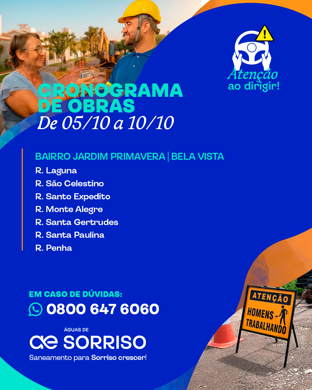 Obras de esgoto avançam em bairros de Sorriso até sábado