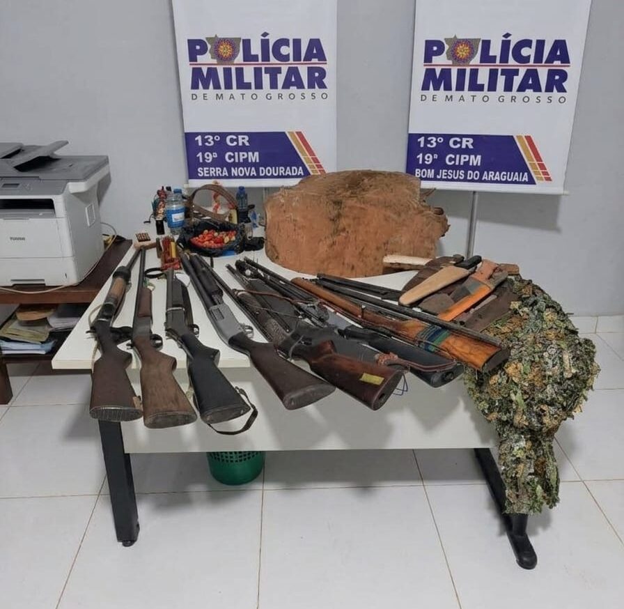 Oito armas são apreendidas após ameaça em Serra Nova Dourada