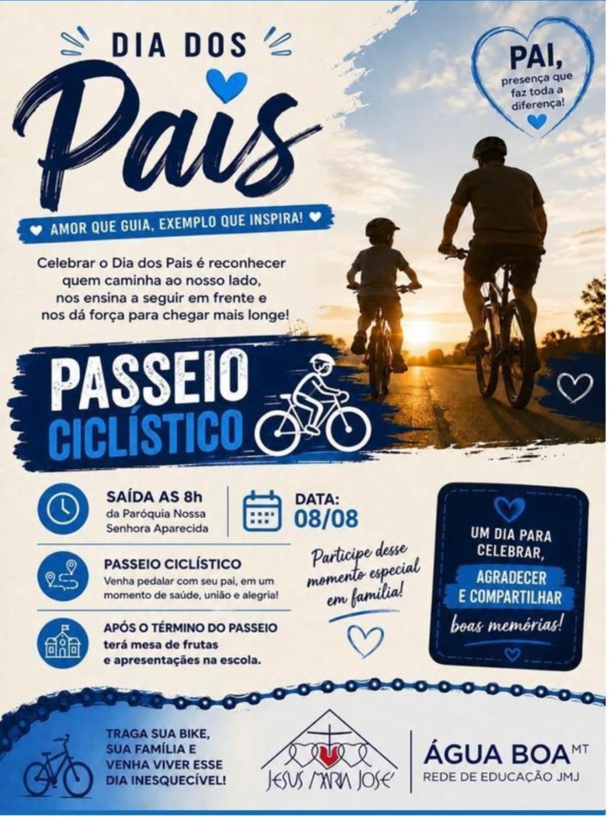 Passeio ciclístico celebra Dia dos Pais em Água Boa