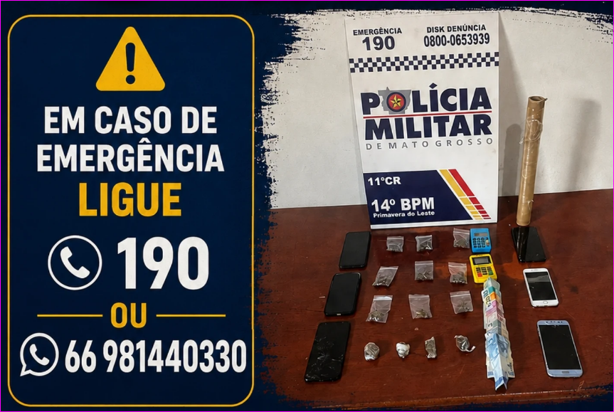PM apreende drogas e materiais do tráfico em Primavera