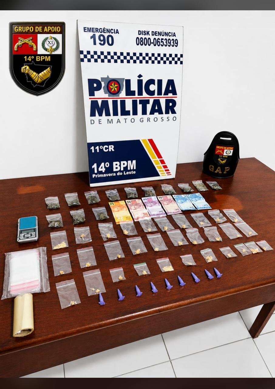 Polícia apreende drogas em Primavera do Leste
