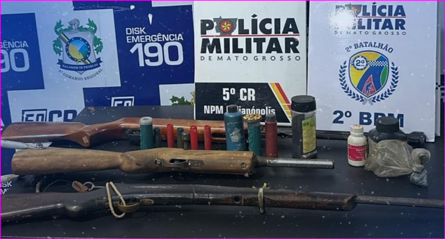 Polícia encontra couro de jacaré e armas em Barra do Garças