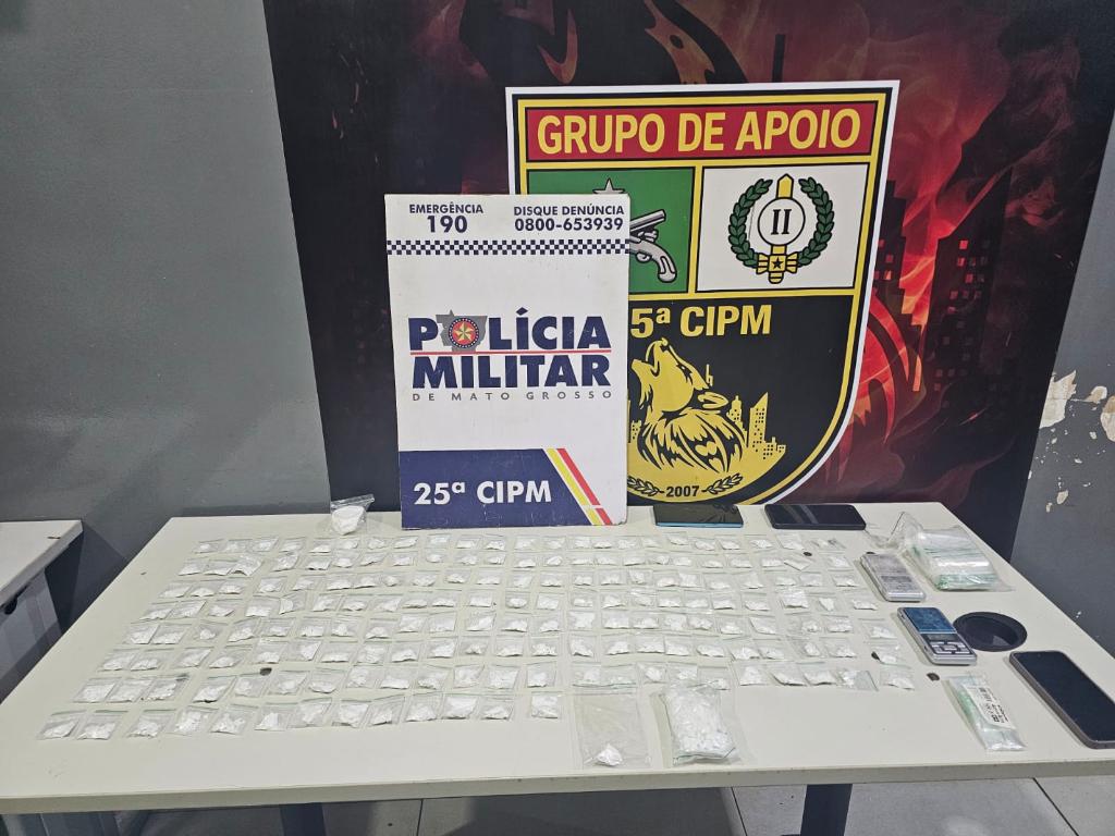 Prisão por tráfico em Várzea Grande termina com apreensão de 177 porções de cocaína