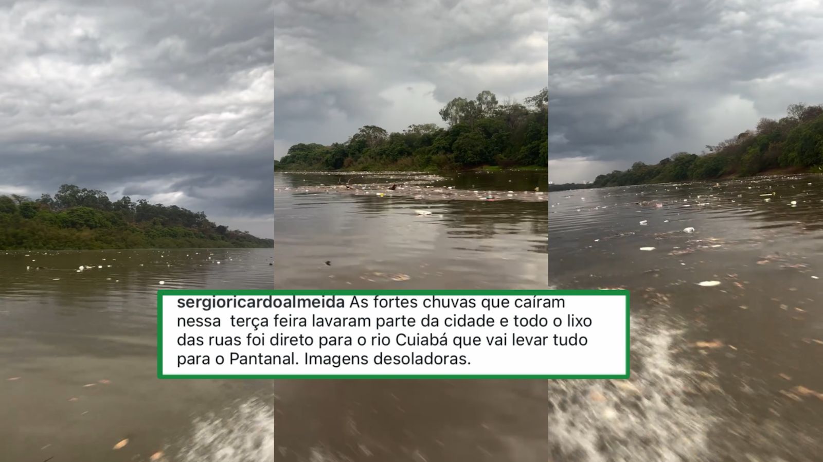 Rio Cuiabá é tomado por lixo após temporal na capital de MT