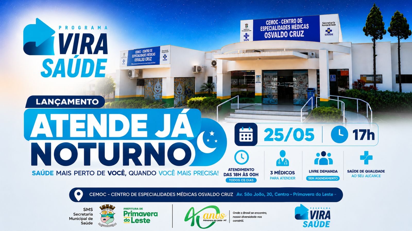 Saúde amplia atendimento noturno em Primavera do Leste