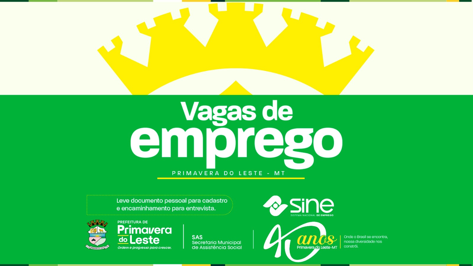 Sine de Primavera do Leste abre 250 vagas de emprego