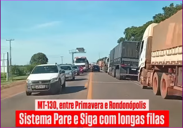 Trânsito para na MT-130 e gera filas entre cidades de MT