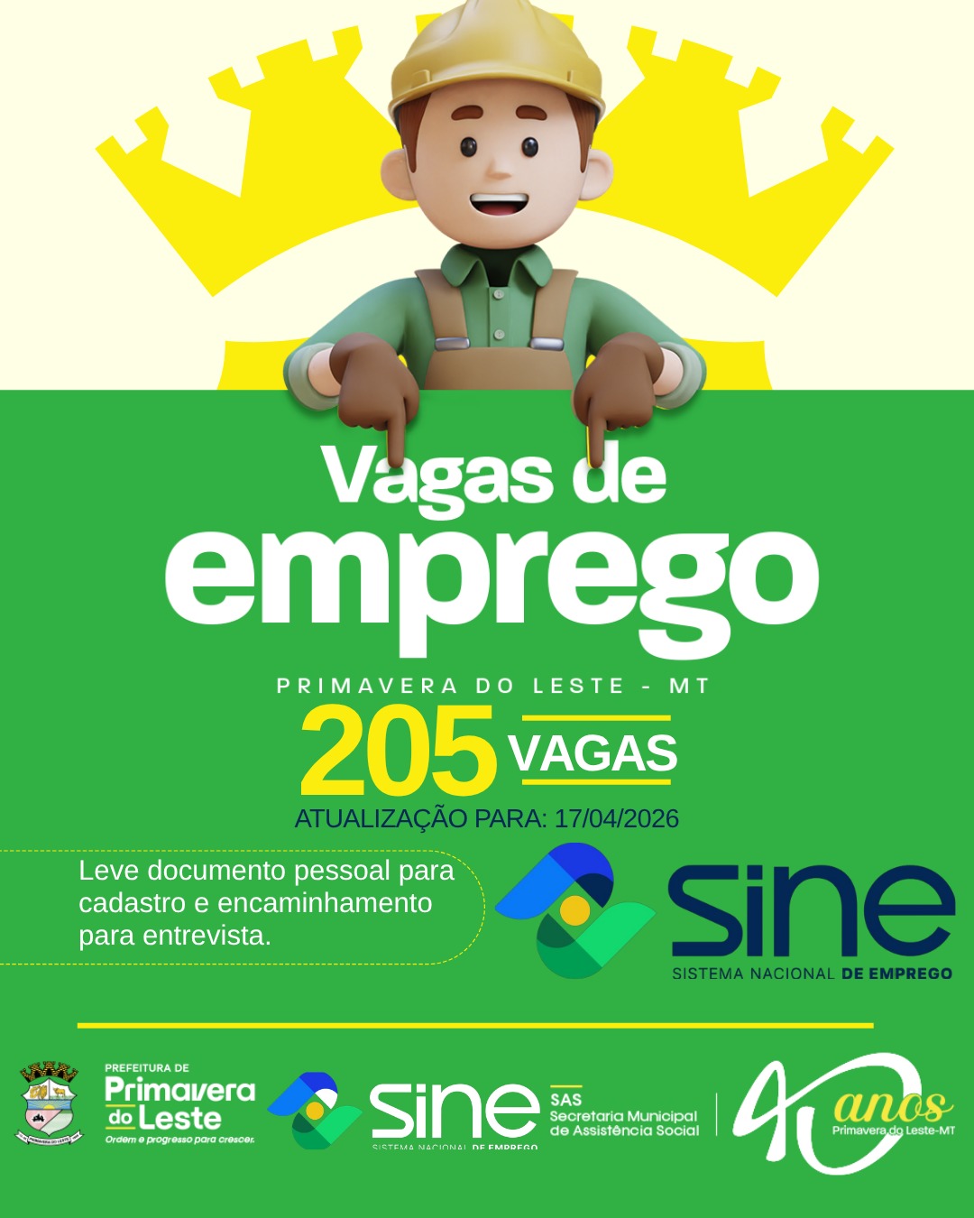 Vagas de Emprego em Primavera do Leste: Sine Divulga Lista